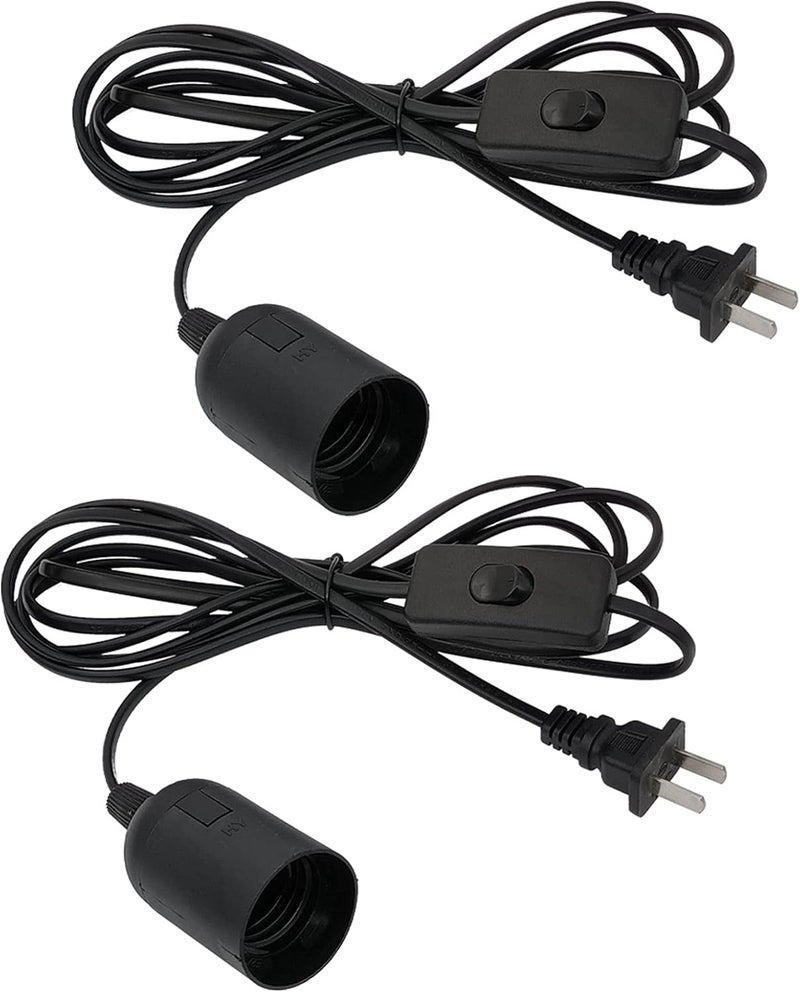 OmiSun Plug in Hanging Light Kit, Retro Hanging Lights with Plug in Cord, E26 E27 Industrial Pendant Light Fixture, 9.8 FT Cord with On/Off Switch Hanging Lamp for Living Room Bedroom 2 Pack (Black) - Image 1